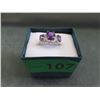 Image 2 : Amethyst & Diamond Sterling Silver Dinner Ring
