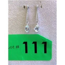 New Diamond & Blue Topaz Dangle Earrings