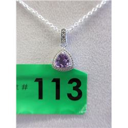 Amethyst & Diamond Sterling Silver Necklace
