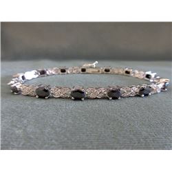 Blue Sapphire & Diamond Tennis Bracelet