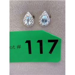 New Blue Topaz & Diamond Stud Earrings