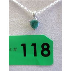 Emerald & Diamond Sterling Silver Necklace