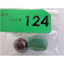 15 CT Ruby & 19 CT Emerald Gemstones