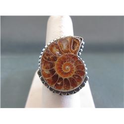 Custom Made Sterling Silver Ammonite Ring