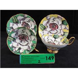 2 Vintage Hand Painted Bone China Tea Cups