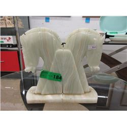 Pair of Vintage Onyx Horse Head Bookends - 9" Tall