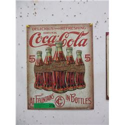 New Coca- Cola Tin Sign with Vintage Image