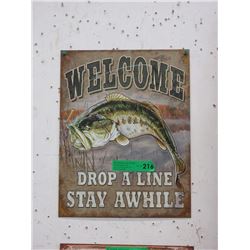 New Tin Sign with Fishing Design