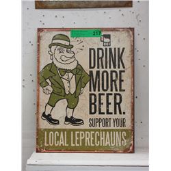 New Tin Sign with Beer Design