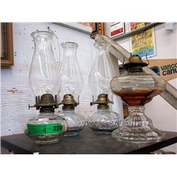 4 Oil Lamps - Tallest is 13"