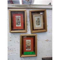 3 Framed Paper Art Pictures