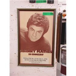 Vintage Framed Johnny Mathis Concert  Poster