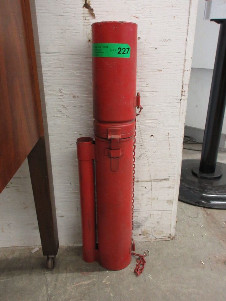 Vintage Metal Railroad Flag & Flare Canister