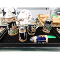 3 Small Steins & Salt & Peppers