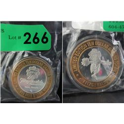 .999 Silver Reno Fitzgerald $10 Gaming Token