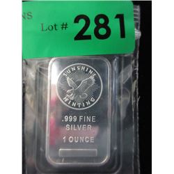 1 Oz. Sunshine Minting .999 Silver Bar