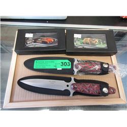 2 New Folding Knives & Two 5" Daggers