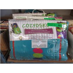 3 New Reversible Baby Buggy Bags - Blue & Orange