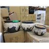 Image 1 : Set of 3 New Beige & Charcoal Ceramic Plant Pots