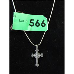 .925 Silver Jerusalem Cross Necklace - 18" Chain