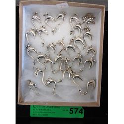 25 New Sterling 1.5" Silver Dolphin Pendants