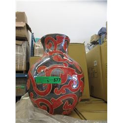 Pair of New Oversize Red & Metallic Glazed Vases
