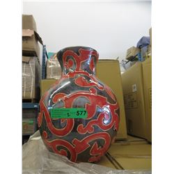 Pair of New Oversize Red & Metallic Glazed Vases