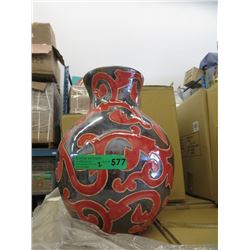 Pair of New Oversize Red & Metallic Glazed Vases