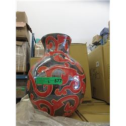 Pair of New Oversize Red & Metallic Glazed Vases