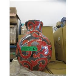 Pair of New Oversize Red & Metallic Glazed Vases
