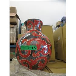 Pair of New Oversize Red & Metallic Glazed Vases