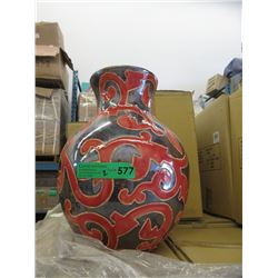 Pair of New Oversize Red & Metallic Glazed Vases