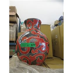 Pair of New Oversize Red & Metallic Glazed Vases