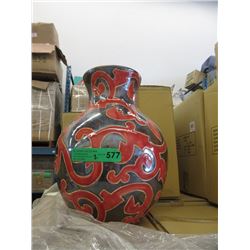 Pair of New Oversize Red & Metallic Glazed Vases