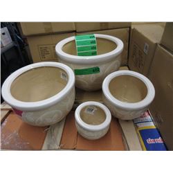 Set of 4 New Cream Coloured Plant Pot Set