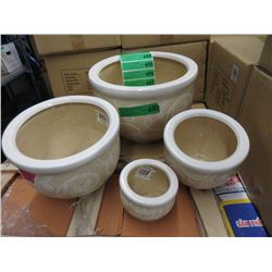 Set of 4 New Cream Coloured Plant Pot Set