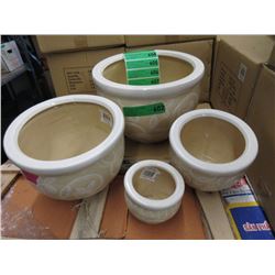 Set of 4 New Cream Coloured Plant Pot Set