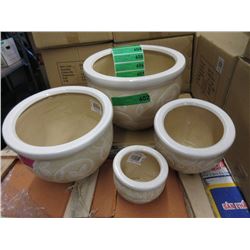 Set of 4 New Cream Coloured Plant Pot Set