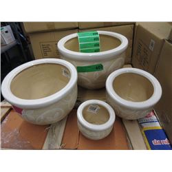 Set of 4 New Cream Coloured Plant Pot Set