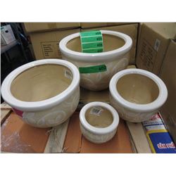 Set of 4 New Cream Coloured Plant Pot Set