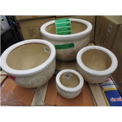 Set of 4 New Cream Coloured Plant Pot Set