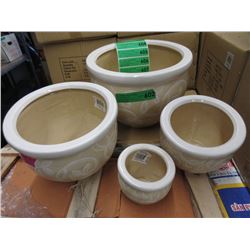 Set of 4 New Cream Coloured Plant Pot Set