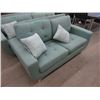 Image 1 : New Aqua Retro Style 66" Sofa w/ 2 Throw Cushions