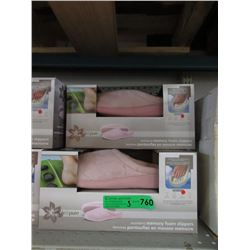 3 New Pairs of Pink Memory Foam Slippers - Size L