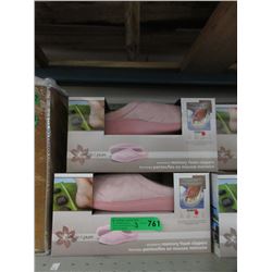 3 New Pairs of Pink Memory Foam Slippers - Size L
