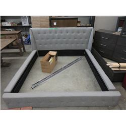 New King Size Upholstered Bed Frame with Slats