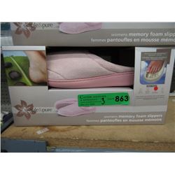 3 New Pairs of Pink Memory Foam Slippers - Size L