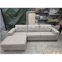 New 113" Beige Fabric Sectional - Wide Chaise End