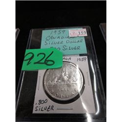 1959 Canadian Silver Dollar Coin - .800 Silver