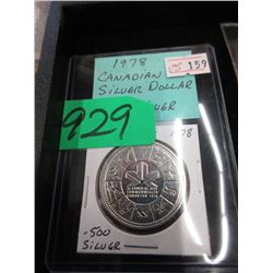 1978 Canadian Silver Dollar Coin - .500 Silver